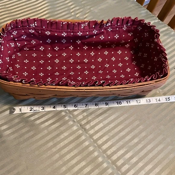 Longaberger Woven Basket with Burgundy Fabric Liner - Picture 3 of 12